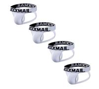 4Pieces/Pack Mens Underwear Jockstraps Cotton Low Waist Mens Jockstrap Comfortable Mens Sport Athletic Supporters (UK, Alpha, XXL, Regular, Regular, white+white+white+white)