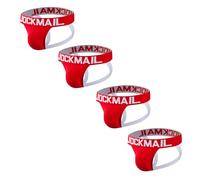 4Pieces/Pack Mens Underwear Jockstraps Cotton Low Waist Mens Jockstrap Comfortable Mens Sport Athletic Supporters (UK, Alpha, L, Regular, Regular, red+red+red+red)