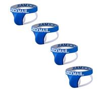 4Pieces/Pack Mens Underwear Jockstraps Cotton Low Waist Mens Jockstrap Comfortable Mens Sport Athletic Supporters (UK, Alpha, XL, Regular, Regular, blue+blue+blue+blue)