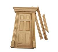 4Pieces Set 1:12 Wood Model House Door Set Featuring Classical Designing 1:12 Scale Accessories Opens Inwards Colorable