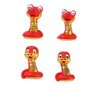 4Pieces Snake Cake Toppers Resins Figurine For 2025 Zodiacs Celebration Ornaments For Baking Enthusiasts And Decorators Collectible Animal Statuette