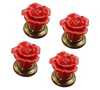 4Pieces Sturdy Ceramics Flower Shaped Drawer Knobs Zines Alloy Hardware Easy Installation for Cabinets Furniture Easy Installion Wardrobe Handles
