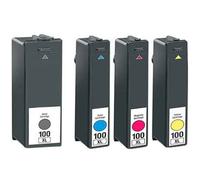 4PK 100XL Com Ink Cartridge - (color: 1x Black, 1x Cyan, 1x Magenta, 1x Yellow) Printer Ink Cartridge Compatible with LEXMARK S305 S405 S505 S605 S815 S816 / Pro205 Pro2705 Pro805 Pro905 Pro90
