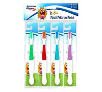 4pk Children Toothbrush | BPA Free Toothbrush Pack in Red, Green, Blue & Purple | Kids Toothbrushes with Child Friendly Grips & Bristles by Pristine Gleam