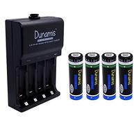 4pk Dunamis 1.2v AA 1300mAh NiMH Rechargeable Batteries & USB Charger/Battery Charging Dock - HIGH CAPACITY Batteries Suitable for High Drain Devices etc…(4pk + Charger, AA 1300mAh)