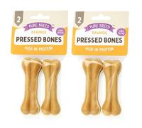 4pk Pressed Dog Bones, Tasty Flavoured Dog Chew Bones for Dogs, Puppies & Large Breeds, Low Fat High Protein Long Lasting Chew & Reward Treats for Training, Supports Pet Dental Health & Chewing Needs
