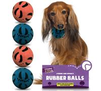 4pk Rubber Dog Balls | Bouncy Puppy Pet Solid Hard Play Ball