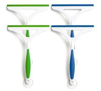 4pk Shower Squeegee with Suction Cup, Bathroom Glass Cleaner for Doors, Screens, and Mirrors, Compact Design with Streak-Free Finish, Multipurpose Use for Tiles, Windows, Curved Panels & Bathrooms