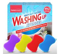 4pk Silicone Dish Washing Up Sponge, Dish Sponge Non- Scratch for Kitchen, Reusable Kitchen Sponges for Cleaning Pots & Pans, Multicolour Washing Up