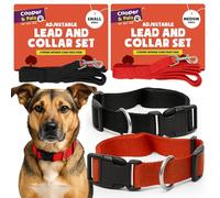 4pk Small & Medium Dog Lead & Collar Set, Adjustable Puppy Collar & Lead Sets with Secure Buckle Fit for Daily Walks & Training, Durable Nylon, Heavy Duty Weather Resistant Materials & Long Wearing