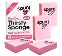 4pk Spunj Ultra Thirsty Cleaning Sponges, Pink Super Absorbent Sponge Hold 7x Water, Drip-Free Large Sponges for Home, Kitchen, Bathroom, Damp Dusting & All-Purpose Clean
