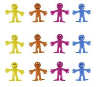 4Pk Multicolour Stretchy Men Party Bag Fillers for Kids Unisex | Strechy Man Yellow | Kids Party Bags Fillers for Kids | Smile Men Classroom Gifts Lucky Dip Prizes Toys Childrens Party Bag Fillers