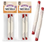 4pk Twist Rolls, Low Fat Dog Treat Sticks for Dental Health and Chewing, Long-Lasting, High Protein Dog Treats for Small Dogs and Medium Breeds, Daily Treats for Rewards and Training