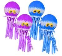 4Pk Water Absorption Splash Octopus Toys 16cm, 2xBlue & 2xPurple Assorted Colours, Soft TPR Sponge Water Squirt Toys, Kids Outdoor Pool & Beach Fun