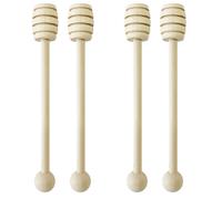 4pk Wooden Honey Spoon 16cm Syrup Pot Wood Dipper Drizzler Stick
