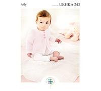 4ply Knitting Pattern for Baby Long Sleeve or Sleeveless Cardigan & Blanket (UKHKA 243)