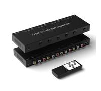 4Port AV to HDMI Converter, Will Convert Input Analog Aignals to a Digital Output Signal, Built-in 16:9/4:3 Adjustment, Perfect for Old Video Game Systems,PS,WII,Xbox,DVD,VHS(with Remote)
