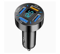 4Port USB C Car Charger | 66w & QC 3.0 Quick Charge Adapter with LED Voltmeter | 4 in 1 Digital Display Wehicle Charging | Ci garette L ighter Adapter with 4 Diamond-shaped Ventilation Holes