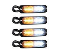 4PPCS Newest Upgrade 4D Emergency Warning Strobe Lights,10LED Hazard Flashing Side Light Beacon Light Orange & White Marker Indicators Stop Lamp 12V/24V for Car Truck Trailer Caravan