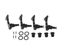 4R Bass Guitar Tuning Peg, Black Metal Sealed Bass Machine Heads, 17:1 Gear Ratio with Cast Housing and Metal Knob, Right Handed Bass Tuner for 4 String Guitars, Includes Nuts Wash