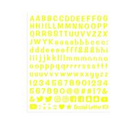 4R Quattroerre.it 1259 Stickers Kit Composable Adhesive Letters Social Media, Fluo Yellow