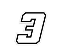 4R Quattroerre.it 13363 Racing Number 3 Moto GP, White, 10 x 10 cm