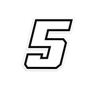 4R Quattroerre.it 13365 Racing Number 5 Moto GP, White, 10 x 10 cm