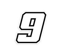 4R Quattroerre.it 13369 Racing Number 9 Moto GP, White, 10 x 10 cm