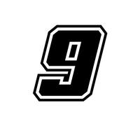 4R Quattroerre.it 13379 Racing Number 9 Moto GP, Black, 10 x 10 cm
