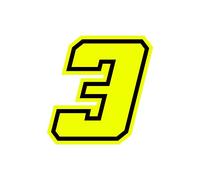 4R Quattroerre.it 13383 Racing Number 3 Moto GP, Neon Yellow, 10 x 10 cm