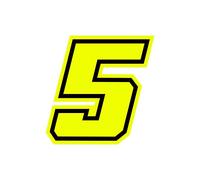 4R Quattroerre.it 13385 Racing Number 5 Moto GP, Neon Yellow, 10 x 10 cm