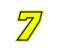 4R Quattroerre.it 13387 Racing Number 7 Moto GP, Neon Yellow, 10 x 9,5 cm