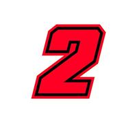 4R Quattroerre.it 13392 Racing Number 2 Moto GP, Neon Red, 10 x 10 cm