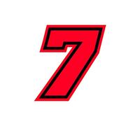 4R Quattroerre.it 13397 Racing Number 7 Moto GP, Neon Red, 10 x 9,5 cm