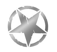 4R Quattroerre.it 17093 Stickers Army Star for Jeep Renegade, Diameter 20 cm, Silver, 2 Pcs