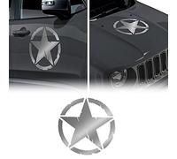 4R Quattroerre.it 2 x 17113 Army Star Stickers for Jeep Renegade Car Bonnet Front Door Diameter 33 cm Silver