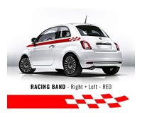 4R Quattroerre.it Kit Compatible with Fiat 500 Stripes Red Checkered Adhesive Strips for Side Panels