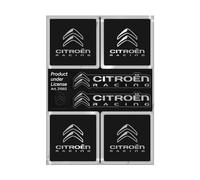 4R Quattroerre.it Official Sticker Compatible with Citroen Racing, 6 Logos, Black