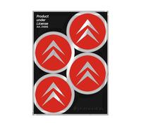 4R Quattroerre.it Official Wheel Cover Stickers Compatible with Citroen Old, 4 Logos 48 mm, Red