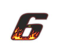 4R Quattroerre.it Racing Number 6 Medium, Flames, 10 x 7.5 cm