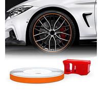 4R Quattroerre.it Refractive Wheel Trim with Applicator Tool for Car Wheels, Orange