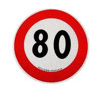 4R Quattroerre.it Sticker Speed Limit 80 km/h EU, Plastic, 200 mm, Refractive, Guaranteed Adhesiveness