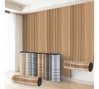 4Roll Brown Peel and Stick Wallpaper Wood Slat Textured Self Adhesive Wallpaper 3mm Thick Thermal Insulating Wall Covering Roll For Living room Bedroom Kitchen Bathroom Bad Cold Walls - Three Line