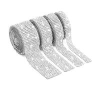 4Rolls Self Adhesive Diamond Ribbon Roll, Windspeed Sparkly Rhinestone Diamond Bling Stickers Crystal Self Adhesive Ribbon for DIY Crafts Decoration(0.9/1.2/1.8/2.6cm)