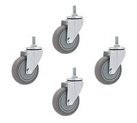 4Rubber Casters with Brake 600kg LoadTrolley Wheels with M12 Screw Mount Ideal for Workbenches Shopping Carts Cabi and Chairs