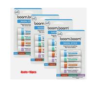 (4set= 16pcs Nasal Stick ) 1-4set BoomBoom Essential Oil & Menthol Inhaler Aromatherapy Inhaler Nasal Stick