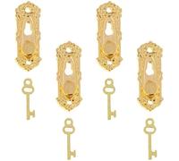 4Set Gold 1/12 Miniature Door Knob Lock and Key Dollhouse Decoration Accessories, Dollhouse Decor, Dollhouse Accessories