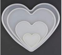4Set Love Heart Shape Epoxy Mold Size 18cm, 15cm, 10cm, 5.2cm Silicone Resin Heart Casting Mold