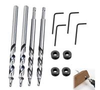4SET Pocket Hole Drill Bit Durable Drill Guide for Vertical Hole Drilling Pocket Holes Jig High Speed Steel Round Hex Shank Twist Drills Bit Set with Depth Stop Collar Quick Release Drills