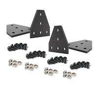 4Sets 2020 Series Black Aluminum Extrusion T Joint Bracket with Screws Nuts Corner Connector for T-Slot Rail 2020 T Slot Aluminum Extrusion 3D Printer Frame
